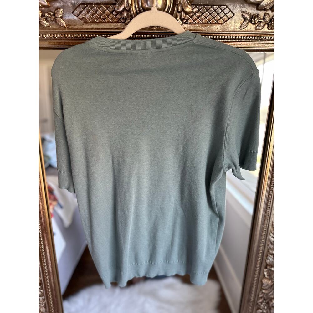 Paul Smith Logo-Embroidered Sage Cotton-Cashmere Short Sleeve Men's Medium - Picture 2 of 3